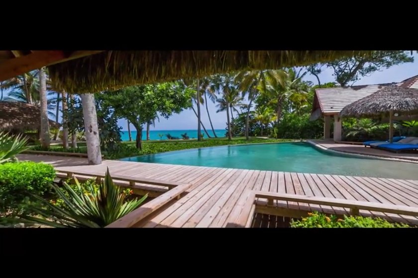 View on the pool and the sea in the tropical 4 star superior hotel