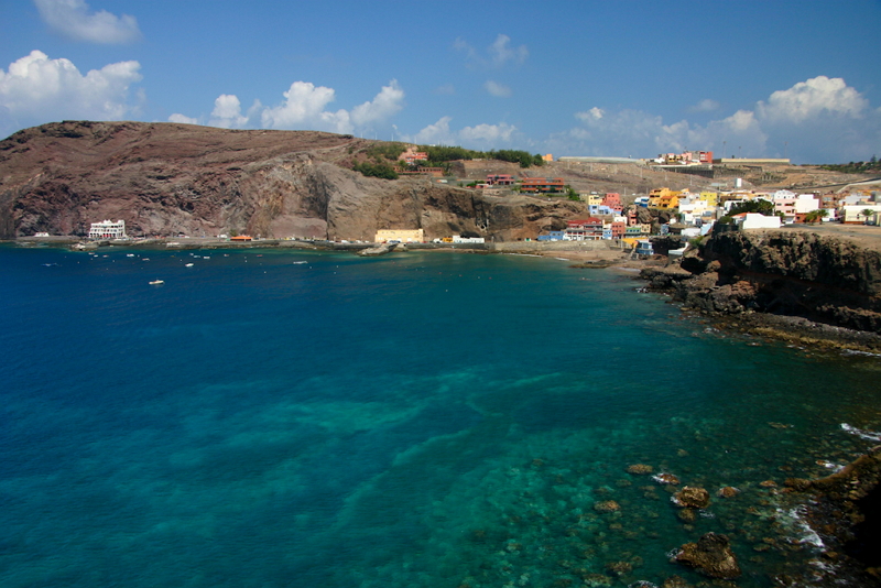 Bay with colorful houses in the Canary Islands